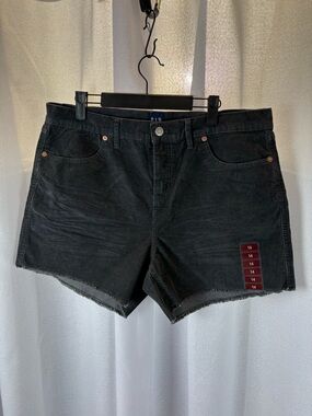 NWT Gap Charcoal Gray Corduroy Fray Hem Mid-rise Shorts Plus Size 14
